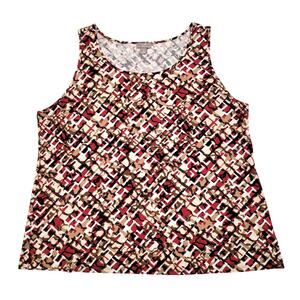 J Jill Scoop Neck Tank Top Women's XL Geometric Red Stretchy Travel Layer